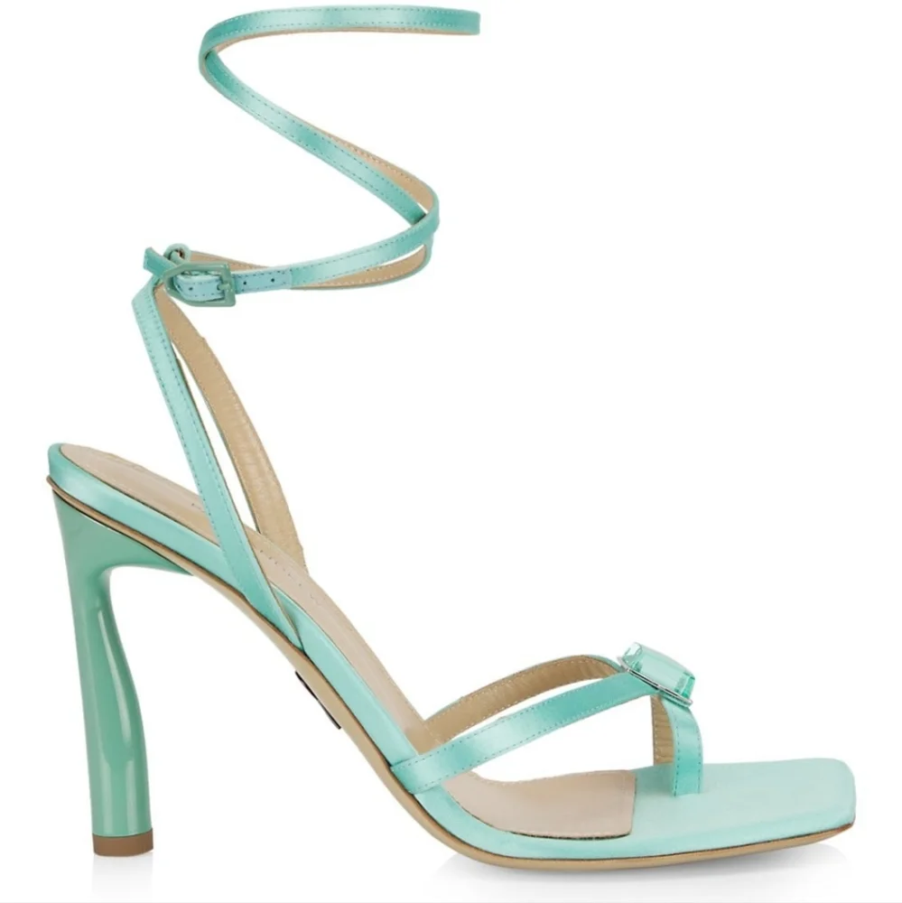 New Aqua Color Heeled Sandal - Picture 1 of 5